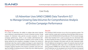 US Advertiser Uses SAND ELT and SAND to Manage Growing Data Volumes for Comprehensive Analysis of Online Campaign Performance